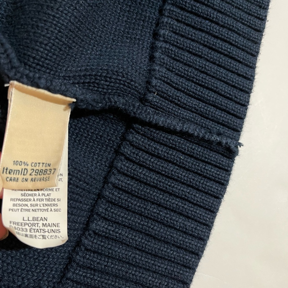 LL Bean Sweater Womens Large Cardigan Cable Knit Hooded Chunky Full Zip 298837 - Picture 5 of 9